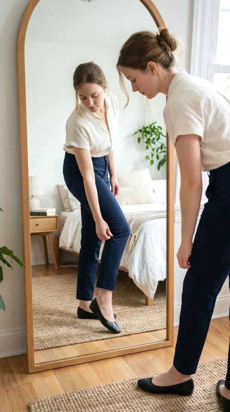 put on the pants with the shoes you'll actually wear