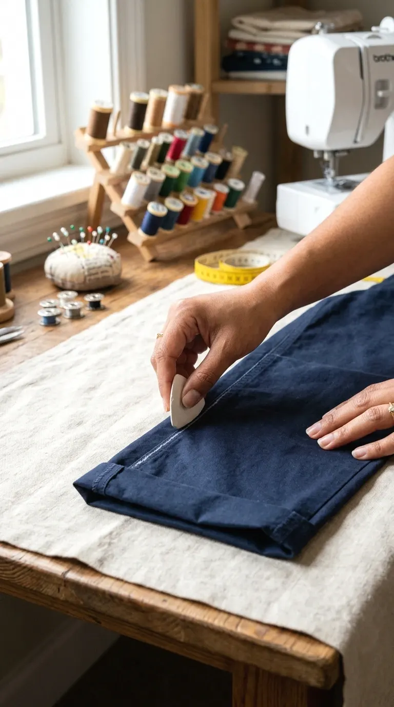 mark your fold line with tailor's chalk