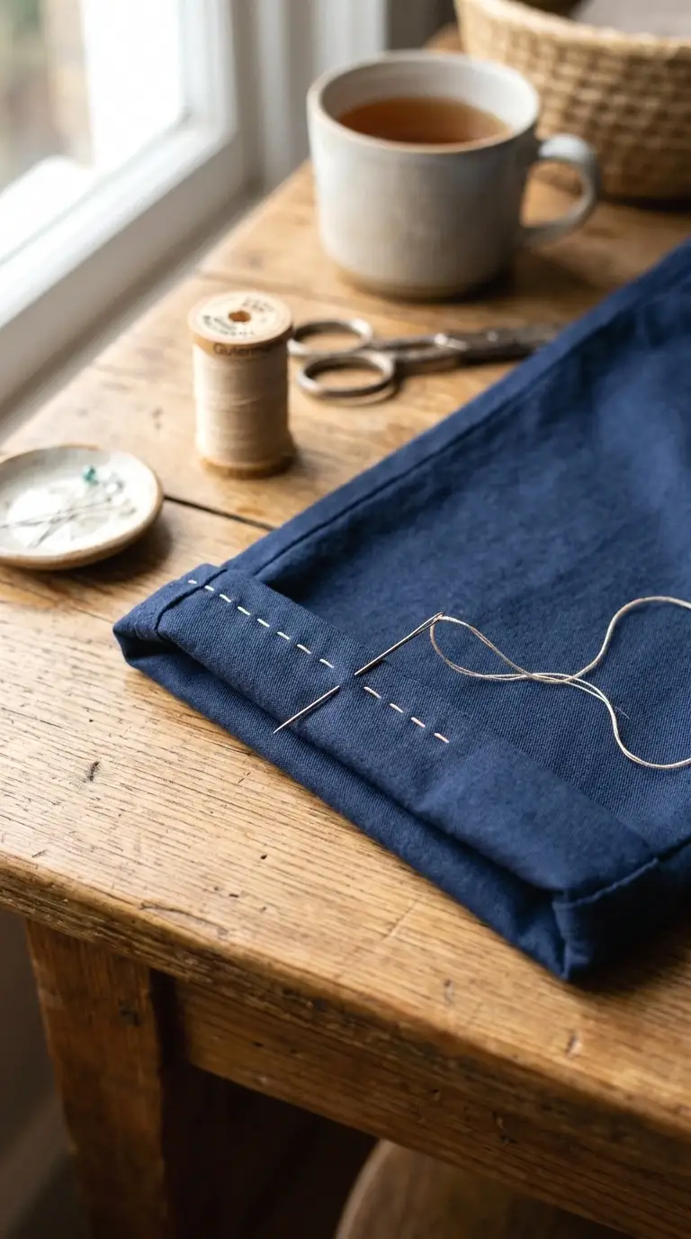 sew the hem by hand or machine