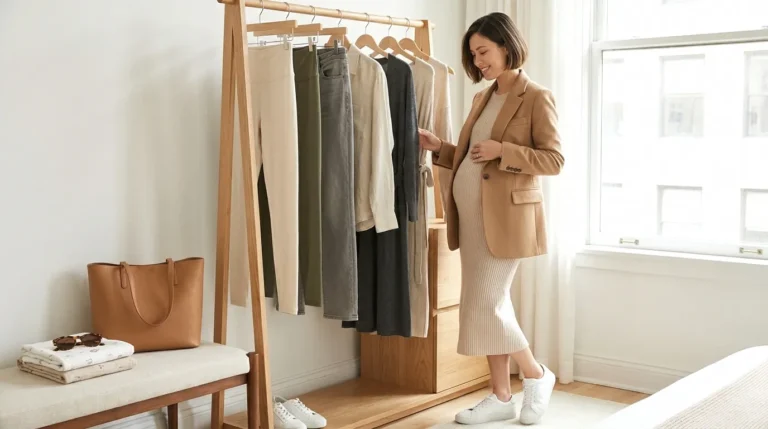 How to Build a petite pregnancy wardrobe capsule (Trimester Guide)